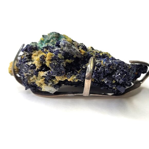 Azurite Malachite Pendant Statement Blue Rocks Pendant - Picture 9 of 16